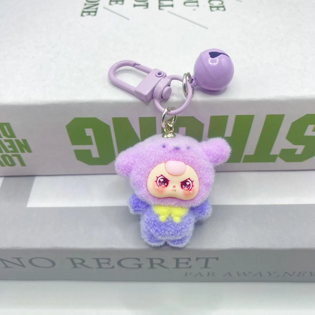Doorbell K40 Flocked 3-Year-Old Doll Cartoon Keychain – 3D Resin Figure Backpack Charm, Cute School Bag Pendant for Students